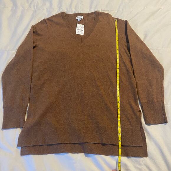 J Crew Sweater Small NEW Tan V Neck Wool Blend Tunic Re-Imagined - Picture 10 of 16